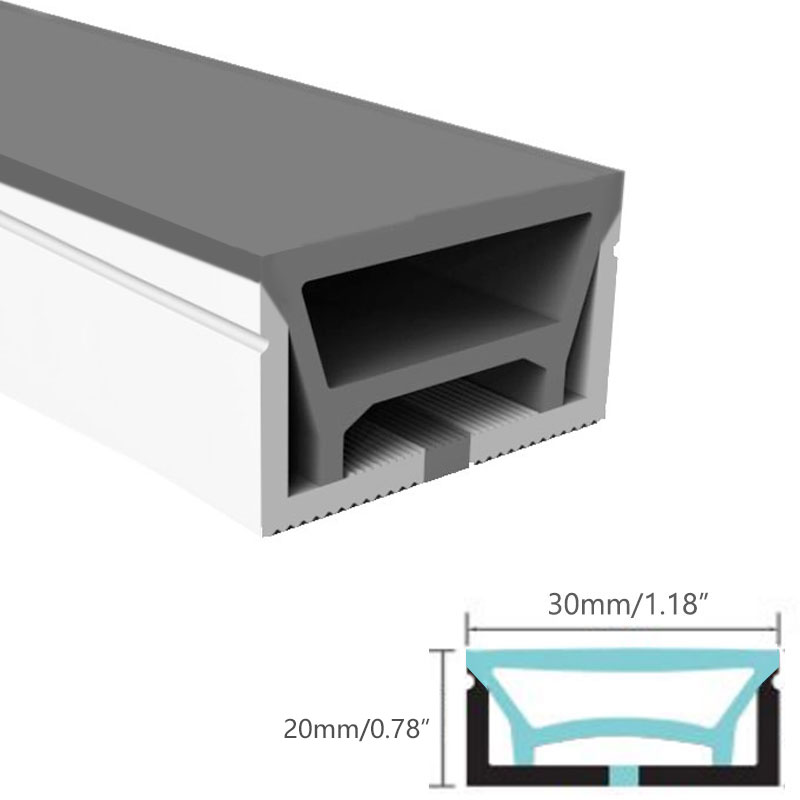 3020 Three-Side Glow Silicone Waterproof Diffuser Tube For 15mm LED Strips